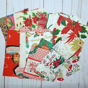 Vintage Christmas Wrapping Paper Scraps 25 pcs For Crafting