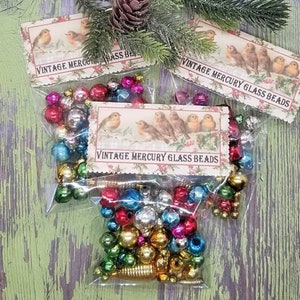 Vintage Mercury Glass Garland Beads Grab Bag 75 pieces