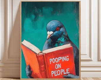 Funny Bird Bathroom Print: Quirky Animal Toilet Wall Art