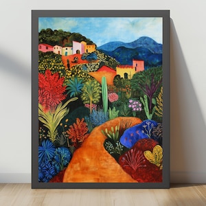 Southwestern Desert Landscape Art Print: Vibrant Boho Home Decor