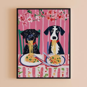 Spaghetti Dog Art Print: Maximalist Italian Dining Room Decor
