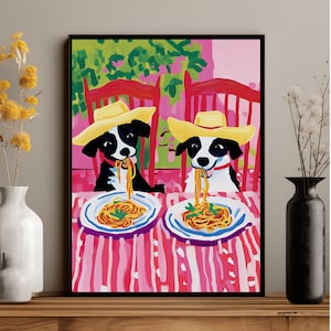 Spaghetti Dog Art Print: Maximalist Italian Dining Room Decor