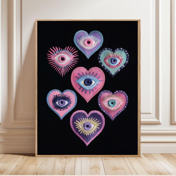 Boho Maximalist Spiritual Eye Canvas, Symbolic Wall Art Print, Modern Abstract Print