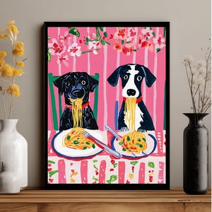 Maximalist Art Print, Spaghetti Wall Art for Dog Owners, Italian Dining Room Decor, Perfect Housewarming Gift