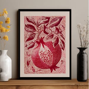 Pomegranate Botanical Print: Vintage Kitchen Wall Art