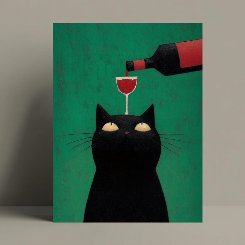 Black Cat Print Poster, Funny Animal Wall Art Decor, Cat Lover Gift ...