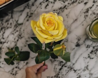 Handmade Flowers- forever lasting - Single Yellow Rose