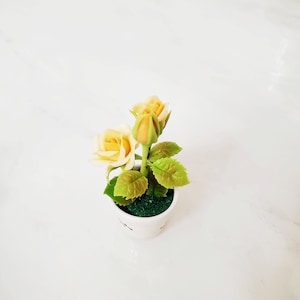 1 ROSE Miniature Flower_YOU PICK_Handmade flower, long lasting,ceramic pot,red yellow white orange image 5