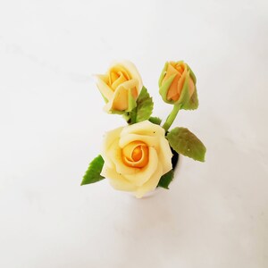 1 ROSE Miniature Flower_YOU PICK_Handmade flower, long lasting,ceramic pot,red yellow white orange image 4