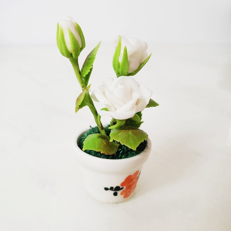 1 ROSE Miniature Flower_YOU PICK_Handmade flower, long lasting,ceramic pot,red yellow white orange image 9