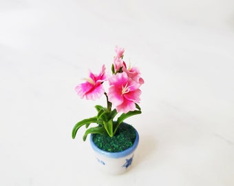 1 Cosmos Pink Miniature Flower_Handmade flower, long lasting,ceramic pot, Pink White