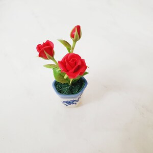 1 ROSE Miniature Flower_YOU PICK_Handmade flower, long lasting,ceramic pot,red yellow white orange image 7