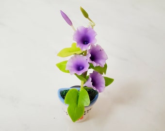 Miniature Flower- Morning Glory - Magnet pot -Handmade Flowers - Forever lasting