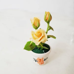 1 ROSE Miniature Flower_YOU PICK_Handmade flower, long lasting,ceramic pot,red yellow white orange image 3