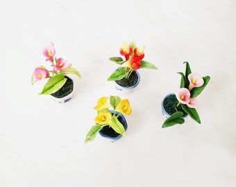 1 Calla Lily Miniature Flower_YOU PICK_Handmade flower, long lasting,ceramic pot, Pink Red Yellow Burgundy