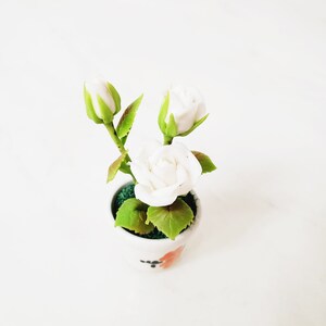 1 ROSE Miniature Flower_YOU PICK_Handmade flower, long lasting,ceramic pot,red yellow white orange image 8