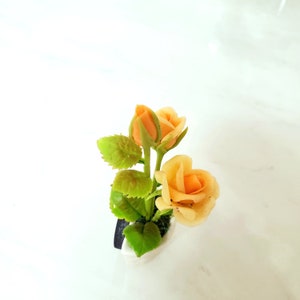 Miniature Flower Yellow Rose Magnet pot Handmade Flowers Forever lasting image 3