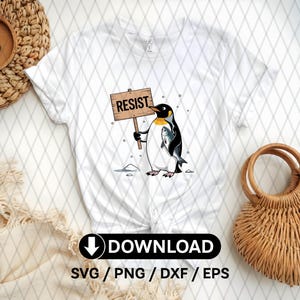 Penguins RESIST PNG, Flippers Up , Funny Tariffs FDT ,Resistance Protest ,Heard Island
