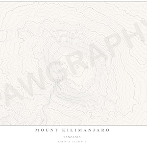 Mount Kilimanjaro Topographic Map | Africa Mountain Art (Digital Download)