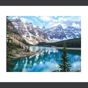 Moraine Lake Landscape Photograph Banff National Park Alberta Canada Digital Wall Art, Nature Photography Print