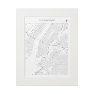 Impression d'art carte de la ville de New York, décoration murale encadrée, cadeau personnalisé pour la maison, art minimaliste moderne, décoration de voyage, oeuvre d'art urbaine