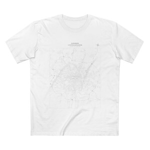 Karte von London Straßen T-Shirt, Vintage Style Grafik T-Shirt, Geschenk für Reisende, Unisex Stadt Karte T-Shirt, Freizeitkleidung, Abenteuerkleidung