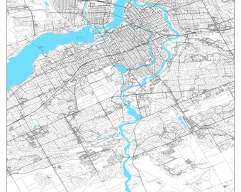 Ottawa Road Map Print: Vintage Style Urban Wall Art (Digital Download)