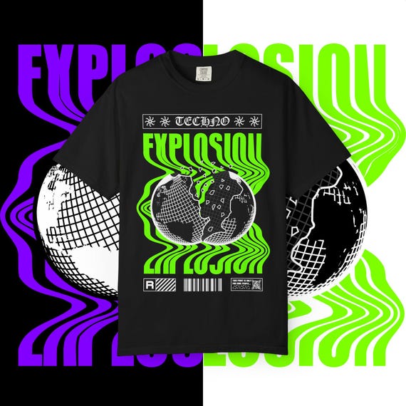Techno Explosion Unisex T-Shirt, Electric Vibe Tee, Rave Shirt, Festival Wear, Music Lover Gift