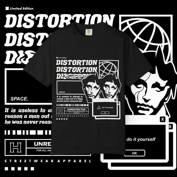 Distortion Graphic T-Shirt: Unisex Streetwear Tee - Ethically Sourced Cotton