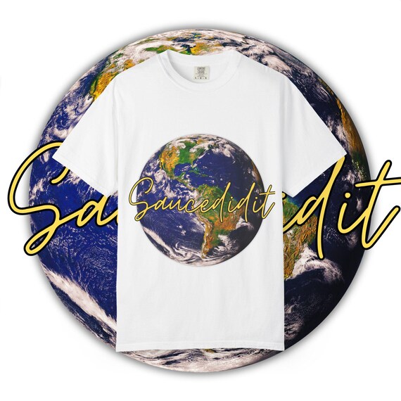 Earth-Themed Garment-Dyed T-Shirt: Eco-Friendly Unisex Tee