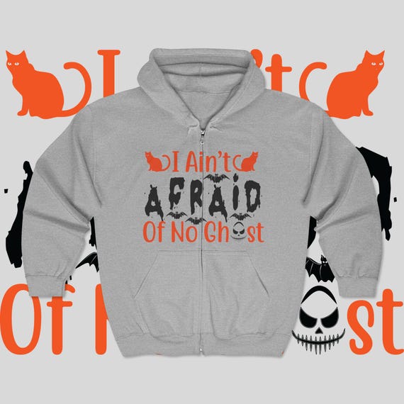 Halloween Zip Hoodie: 'Afraid of No Ghost' Unisex Sweatshirt