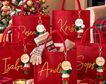 Personalized Christmas Gift Bags, Red Gift Bags,Xmas Gift Bags, Christmas Party Bags,Christmas Sacks,Custom Christmas Gift Bag,Christmas Eve