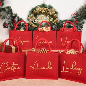 Personalized Christmas Gift Bags, Red Gift Bags,Xmas Gift Bags, Christmas Party Bags,Christmas Sacks,Custom Christmas Gift Bag,Christmas Eve