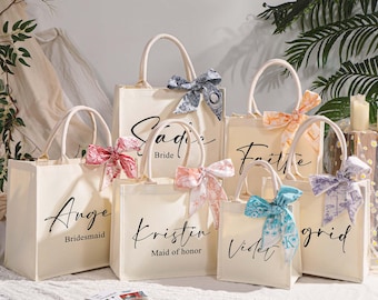 Personalized Bridesmaid Gift Bag with Scarf,Bridal shower bag,Bachelorette Party Bag,Wedding Gift Bag,Beach Bag,Bridesmaid Gift Bag,Gift Bag
