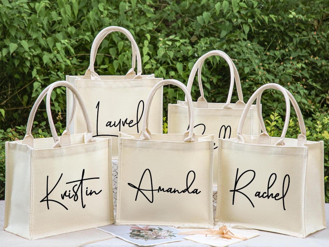 Personalized Bridesmaid Canvas Tote Bags, Bridesmaid Gift Bags ...