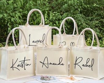 Personalized Bridesmaid Canvas Tote Bags, Bridesmaid Gift bags, Bridesmaid Beach Bag, Bridesmaid Gifts,Wedding Tote Bags, Bridal Party Gifts