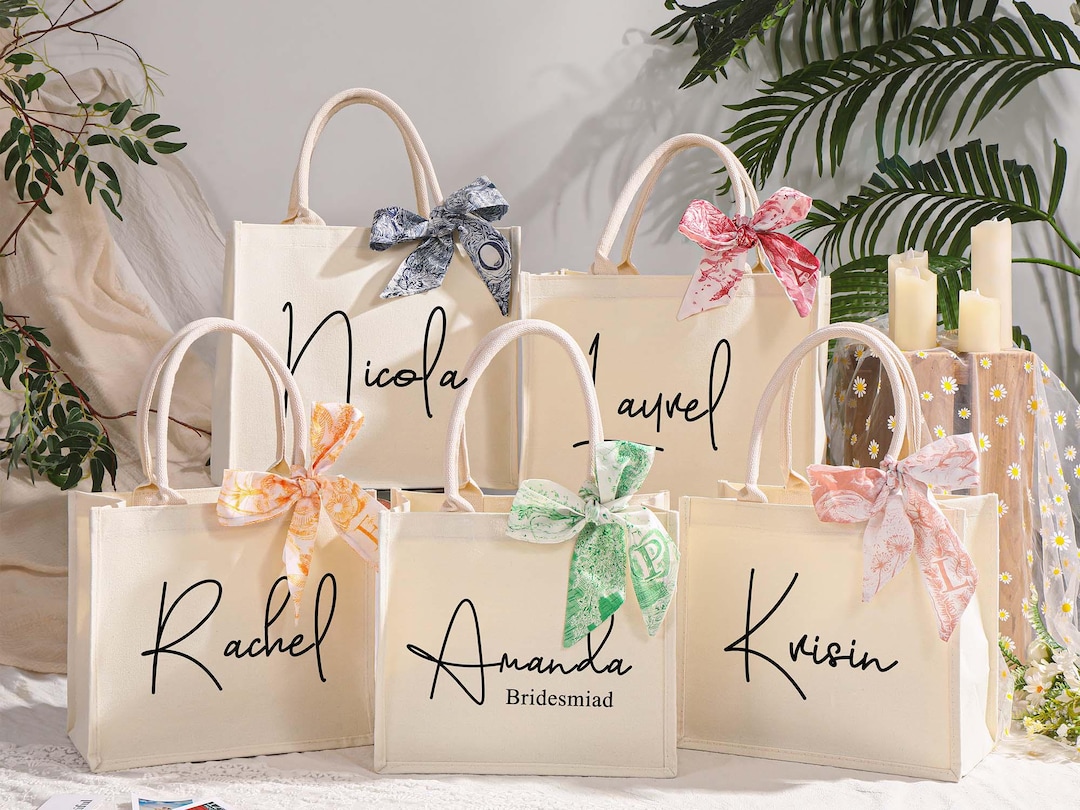 Personalized Bridesmaid Canvas Gift Bags, Bridesmaid Gift Bags ...