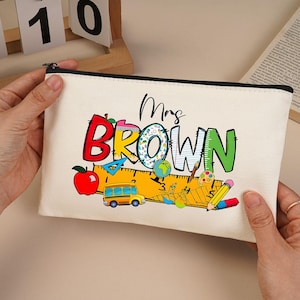 Étui à crayons personnalisé en toile, Étui à crayons personnalisé, Étui à crayons personnalisé, Cadeau pour la rentrée des enfants, Fournitures pour la rentrée des enfants