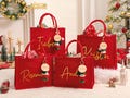 Personalized Red Burlap Christmas Gift Bag & Charm,Christmas Party Bag,Christmas Burlap Bag,Holiday Gift Bag,Christmas Eve Gift Bags