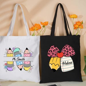 Sac fourre-tout personnalisé pour enseignant, sac fourre-tout pour enseignant, cadeau de remerciement pour enseignant, cabas pour la rentrée des classes, cabas cadeau pour l'école, cadeau pour les enseignants