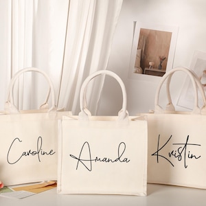 Personalized Bridesmaid Canvas Tote Bags, Bridesmaid Gift bags, Bridesmaid Beach Bag, Bridesmaid Gifts,Wedding Tote Bags, Bridal Party Gifts