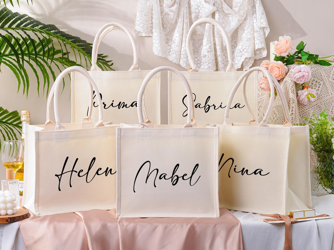 Personalized Bridesmaid Canvas Tote Bags, Bridesmaid Gift Bags ...