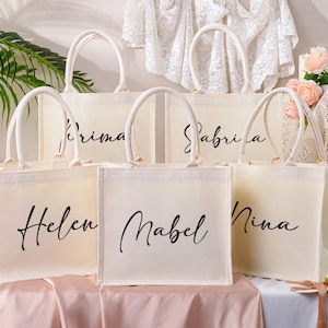Personalized Bridesmaid Canvas Tote Bags, Bridesmaid Gift bags, Bridesmaid Beach Bag,Wedding Tote Bags, Bridal Party Gifts