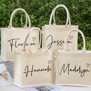Personalized Bridesmaid Canvas Tote Bags, Bridesmaid Beach Bag, Bridesmaid Gifts,Bridesmaid Gift bags,Wedding Tote Bags, Bridal Party Gifts