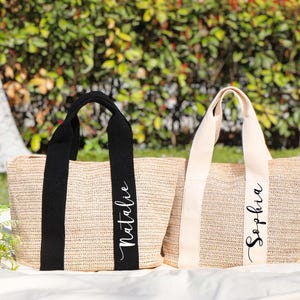 Custom Beach Straw Bag with Name,Bridesmaid Tote Bag,Beach Bag Bachelorette,Beach bag,Bridal shower bag,Wedding Gift,Bridesmaid proposal
