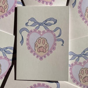 Cartão de felicitações com pata de gato fofo | Cartão de felicitações para todas as ocasiões | Em branco com envelope
