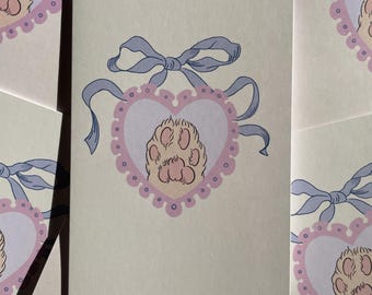 Cute Cat&#39;s Paw Greeting Card | All Occasion Greeting Card | Blank Inside with Envelope