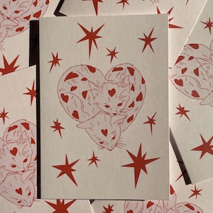Carte de voeux de deux chats câlins | Toutes les cartes de vœux pour toutes les occasions | Intérieur vierge avec enveloppe