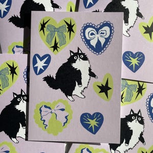 Biglietto d'auguri con gatto spaventato e soffice / Biglietto d'auguri per tutte le occasioni / Interno vuoto con busta