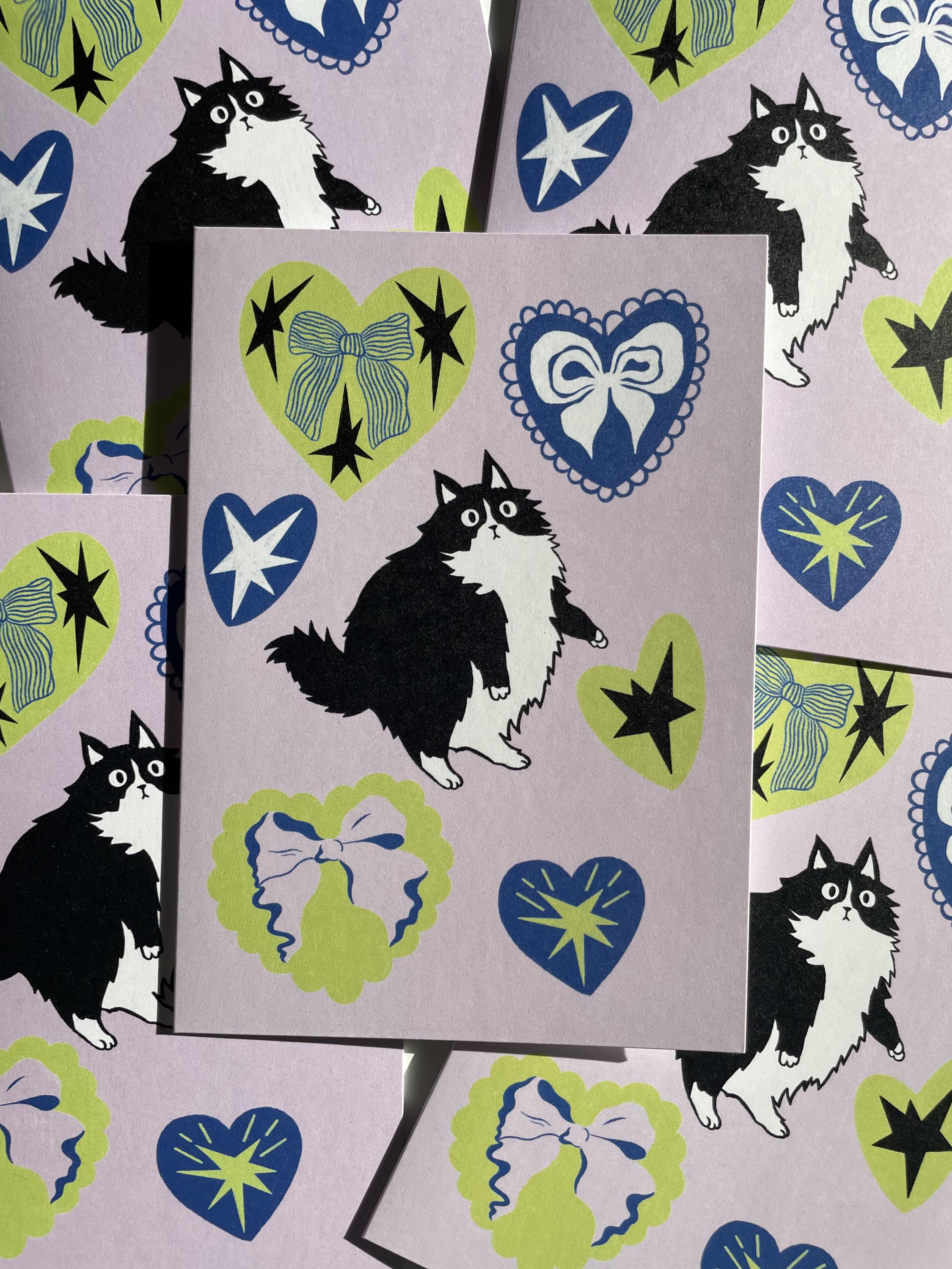 Scared Fluffy Cat Greeting Card | All Occasion Greeting Card | Blank Inside with Envelope